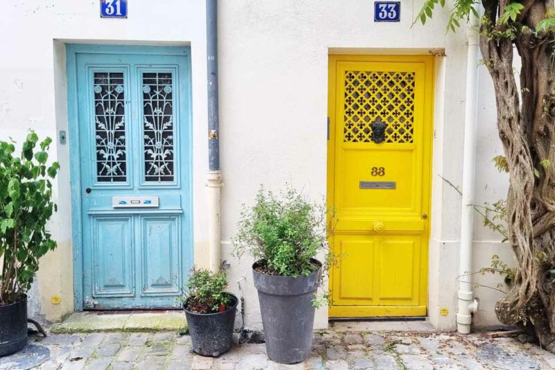 Parigi, Rue des Thermopyles, dettaglio porte colorate